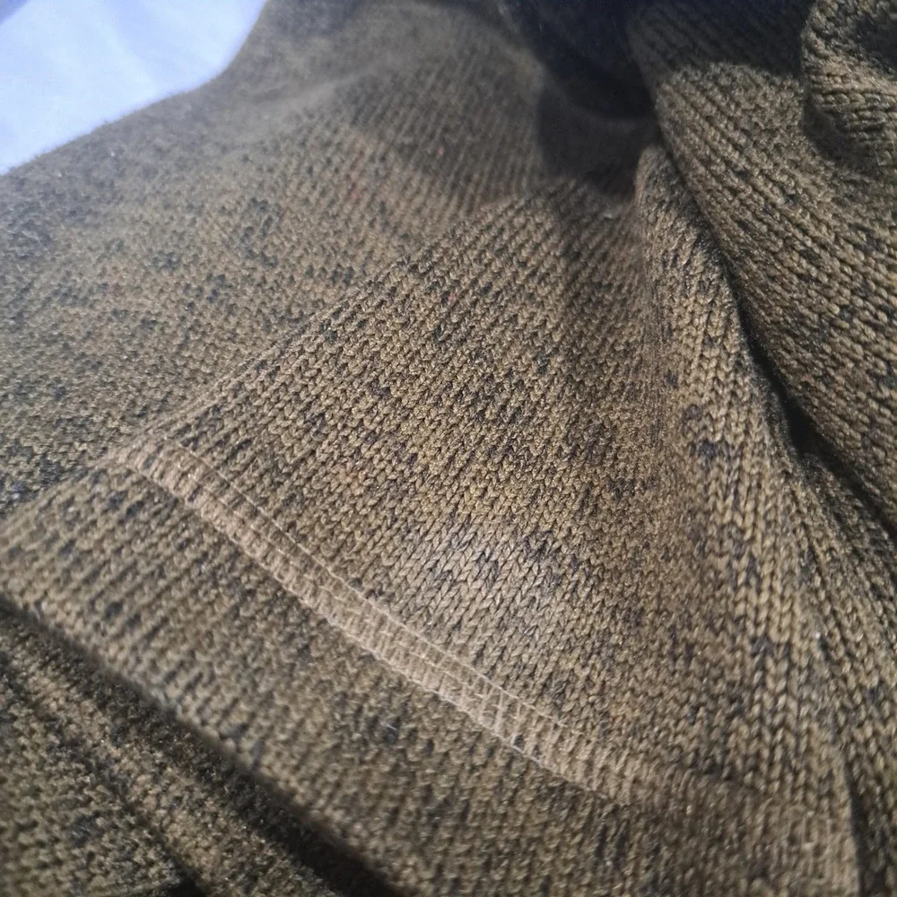 Eddie Bauer Mens XXL Olive Green Marl Quarter Zip Sweater Fleece Pullover Jacket